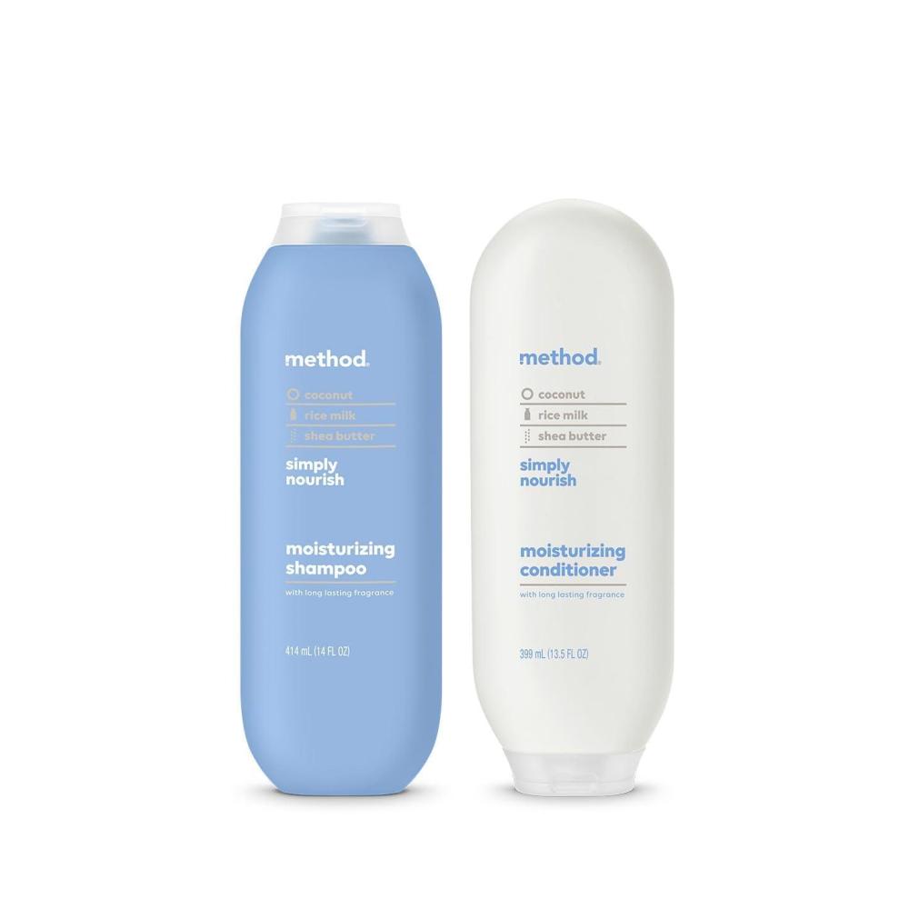 image:imageMethod Daily Simply Nourish Moisturizing Hair Care Shampoo 14 oz Conditioner 135 oz with Shea Butter Coconut and Rice Milk Paraben and Sulfate Free
