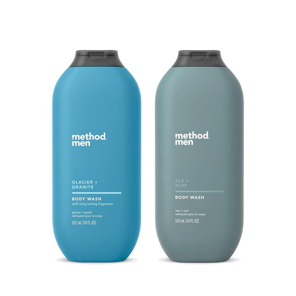 image:imageMethod Men Body Wash Variety Pack Sea Surf 18 fl oz Glacier Granite 18 fl oz Paraben and Phthalate Free