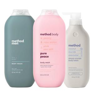 Bundle of Method Sea + Surf Body Wash, 18 oz (Pack of 1) + Method Pure Peace Body Wash, 18 oz (Pack of 1) + Method Simply Nourish Body Lotion, 14 oz (Pack of 1)