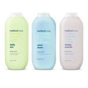 Method Body Wash Variety Pack – Wind Down 18 fl oz, Simply Nourish 18 fl oz, Daily Zen 18 fl oz, Paraben and Phthalate Free