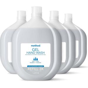 Method Gel Hand Soap Refill, Free + Clear, Recyclable Bottle, 34 oz, 4 pack