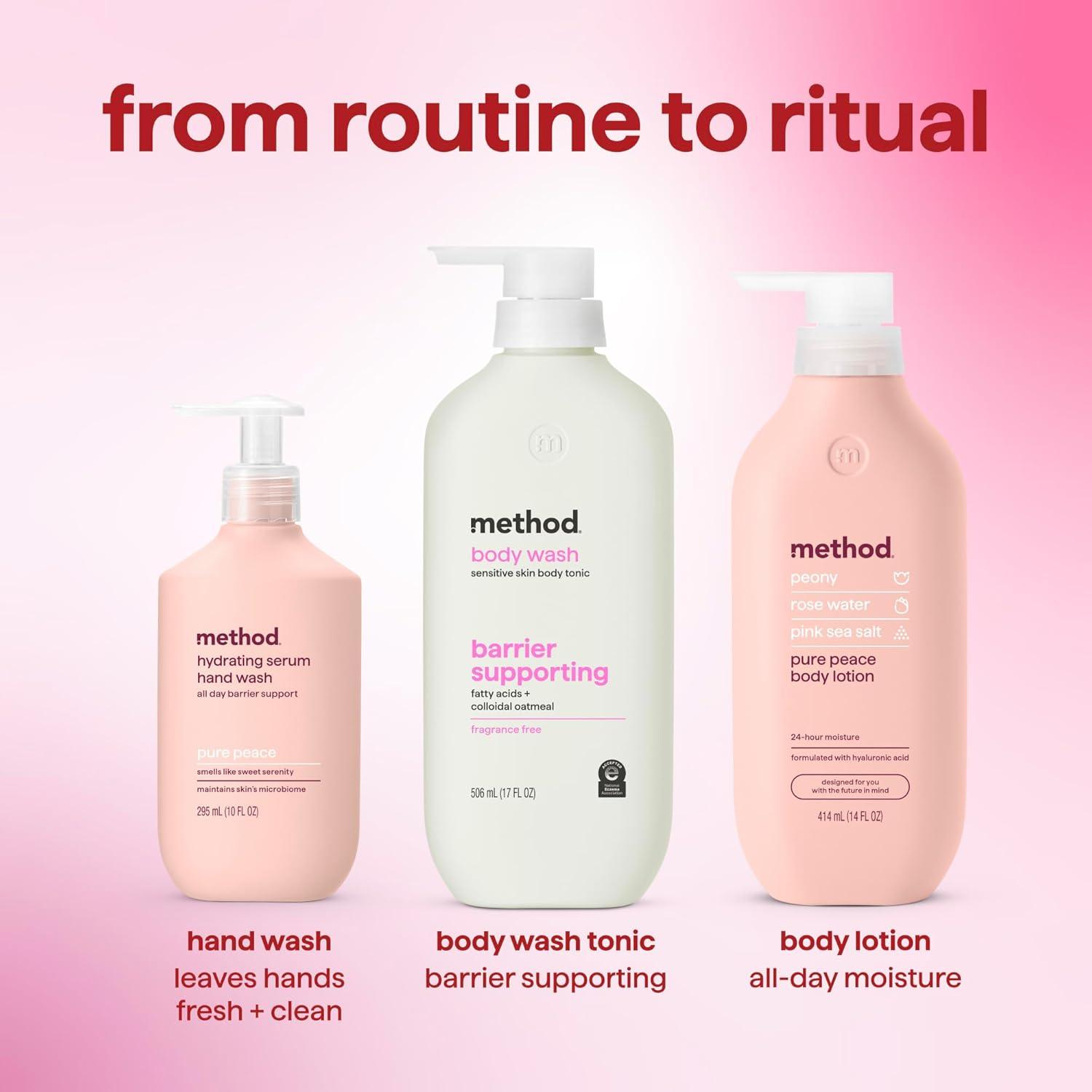 image:imageMethod Body Wash Instant Hydration Body Tonic with notes of Amber Wood Musk and Lavender 17 fl ozFragrance Free