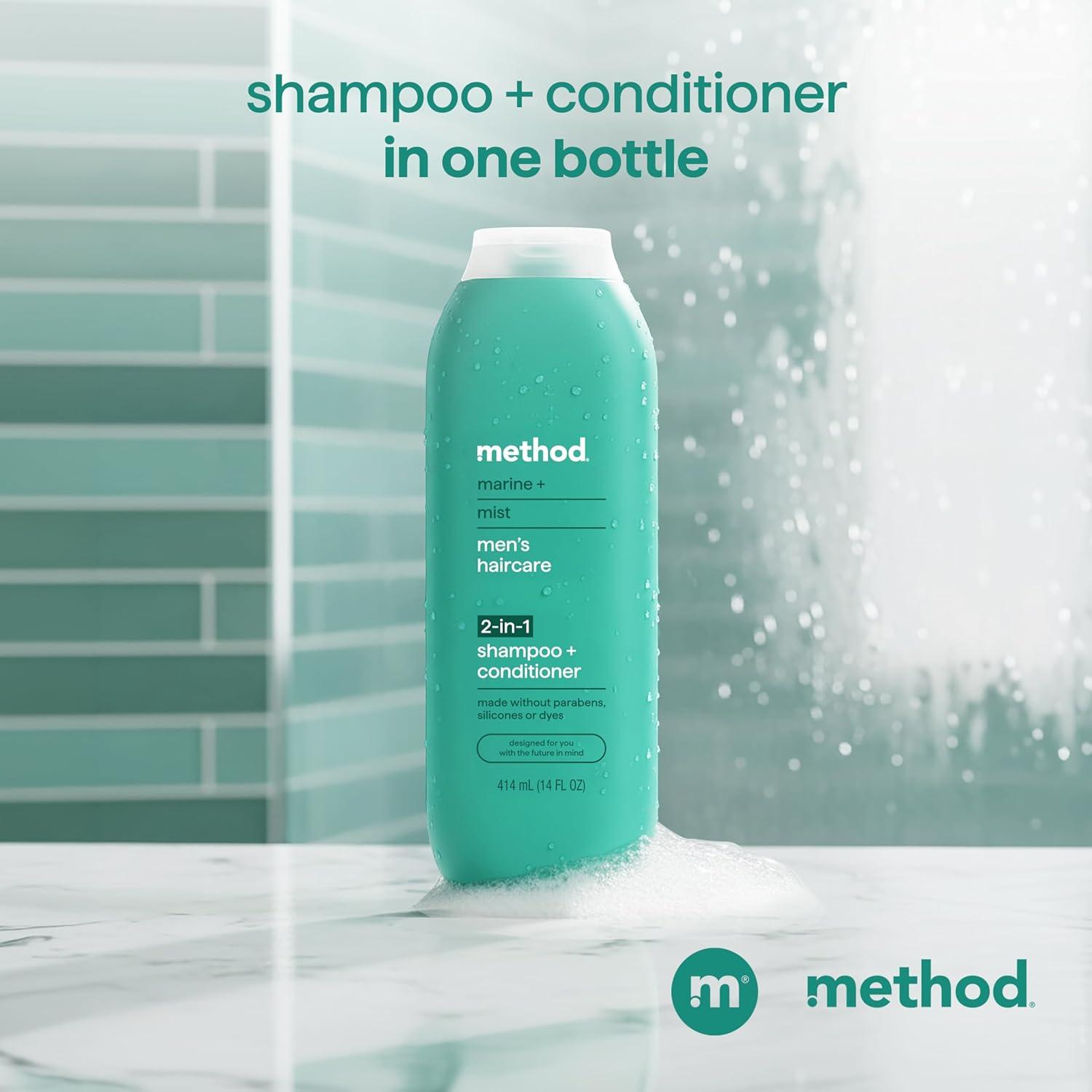 image:imageMethod Men 2in1 Shampoo and Conditioner Marine Mist Cleans and Conditions with Argan and Jojoba Oil Made without Parabens 14 oz