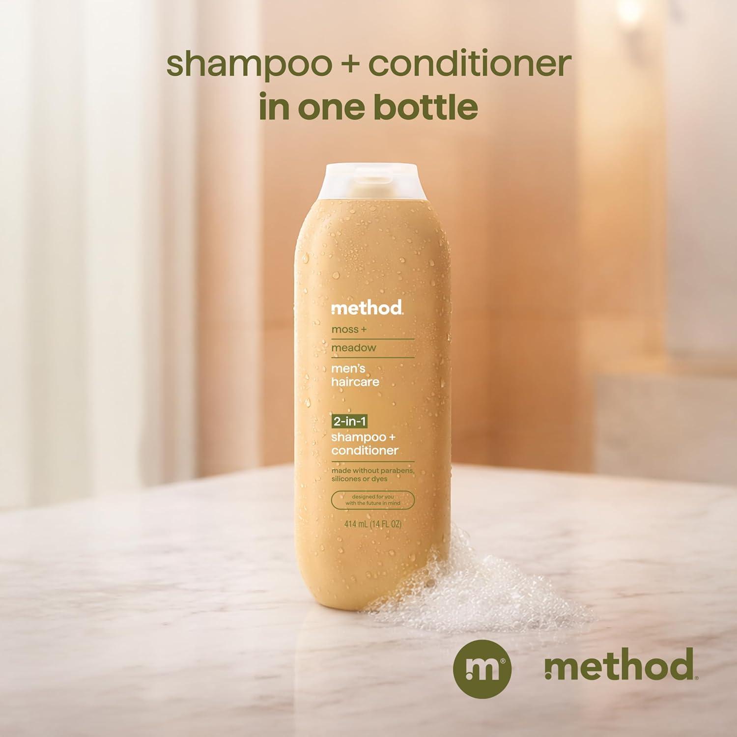 image:imageMethod Men 2in1 Shampoo and Conditioner Moss Meadow Cleans and Conditions with Argan and Jojoba Oil Made without Parabens 14 oz
