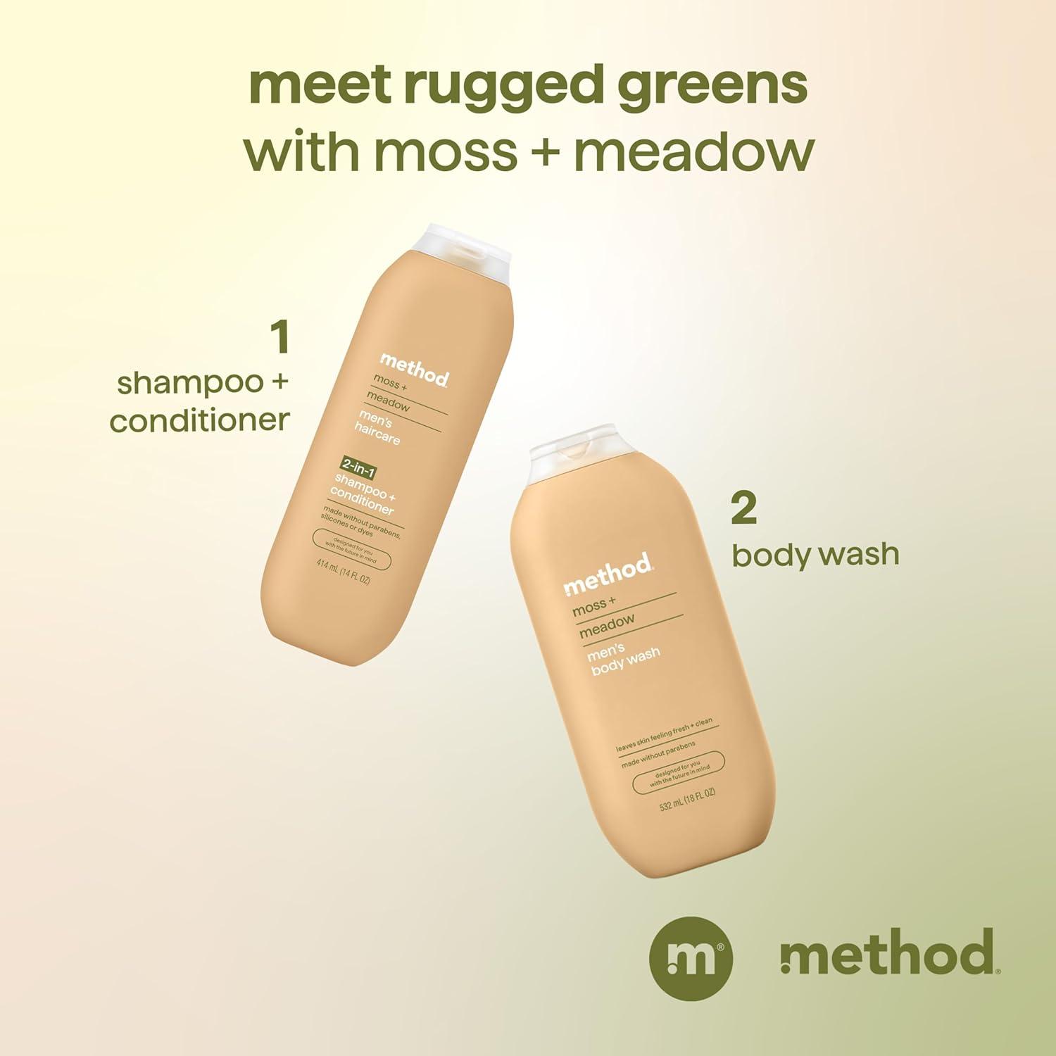 image:imageMethod Men 2in1 Shampoo and Conditioner Moss Meadow Cleans and Conditions with Argan and Jojoba Oil Made without Parabens 14 oz