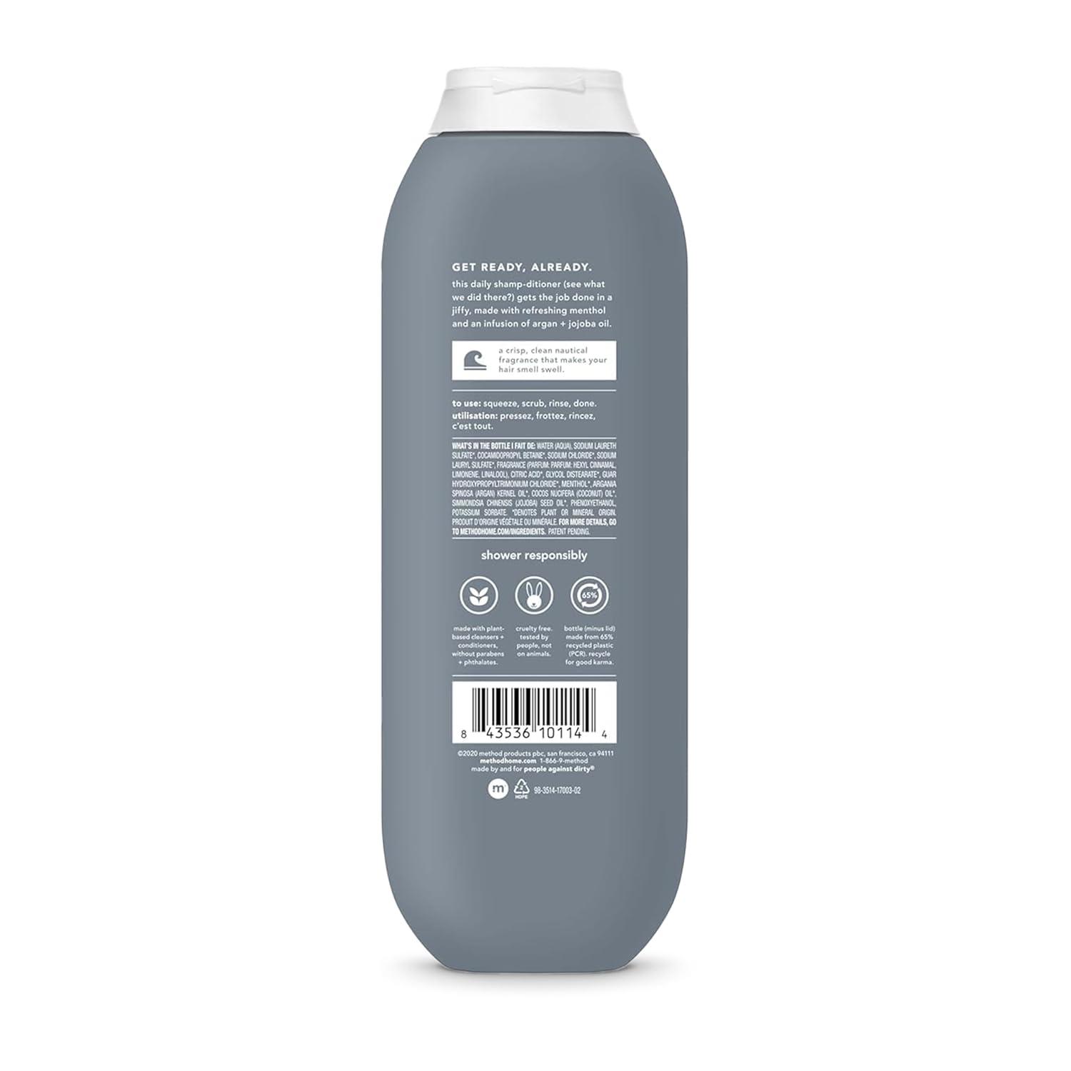 image:imageMethod Men 2in1 Shampoo and Conditioner Sea Surf Cleans and Conditions with Argan and Jojoba Oil Made without Parabens 14 oz14 Ounce Pack of 1
