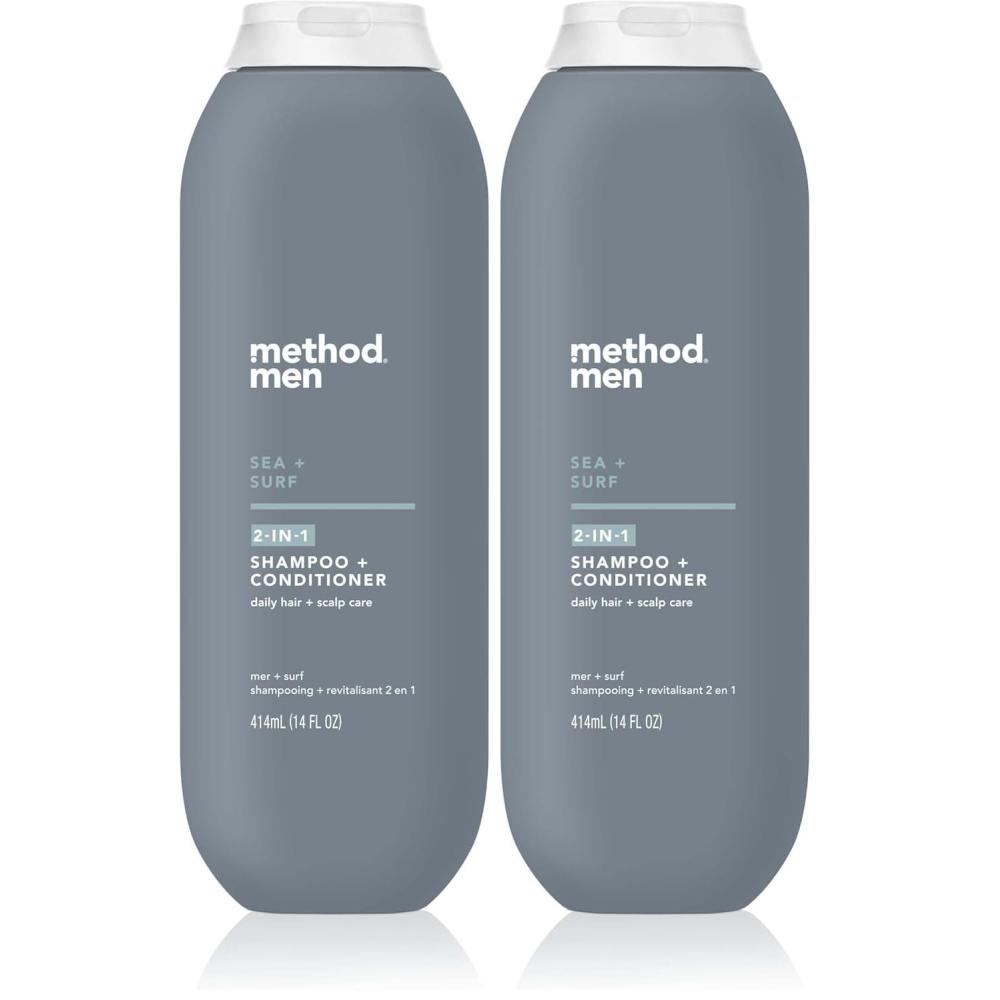 image:imageMethod Men 2in1 Shampoo and Conditioner Sea Surf Cleans and Conditions with Argan and Jojoba Oil Made without Parabens 14 oz14 fluid ounces Pack of 2