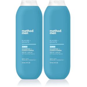 Method Men 2-in-1 Shampoo and Conditioner, Glacier + Granite – Cleans and Conditions with Argan and Jojoba Oil – Made without Parabens – 14 oz(14 Fl Oz (Pack of 2))