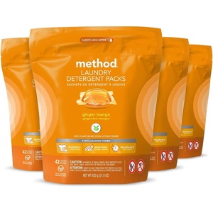 Method Laundry Detergent Packs; Ginger Mango Scent; Stain Remover Solution that Works in Hot & Cold Water; 42 Packs per Bag; 4 Pack (168 Loads); Packaging May Vary(Ginger Mango)