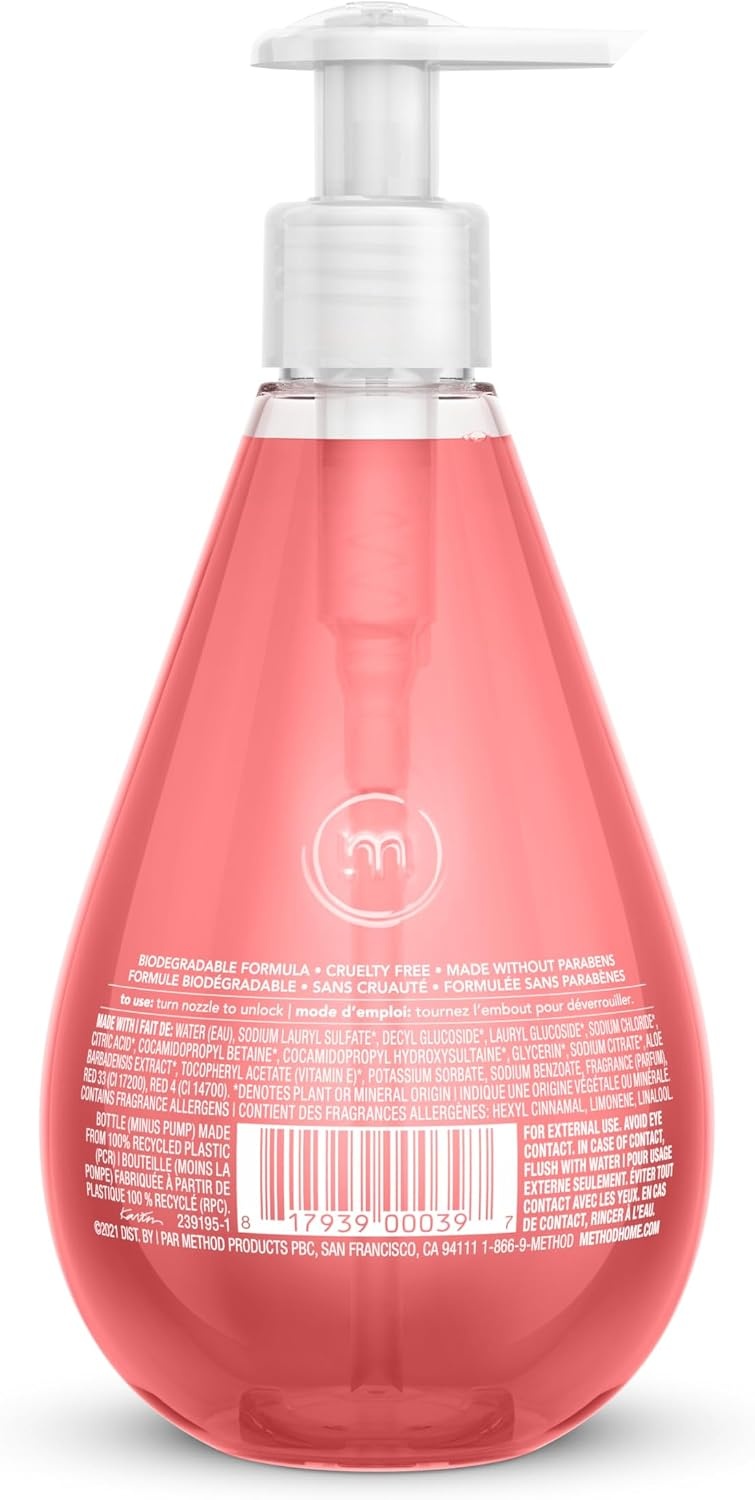 image:imageMethod Gel Hand Soap Pink Grapefruit 12 ounce Pack of 3