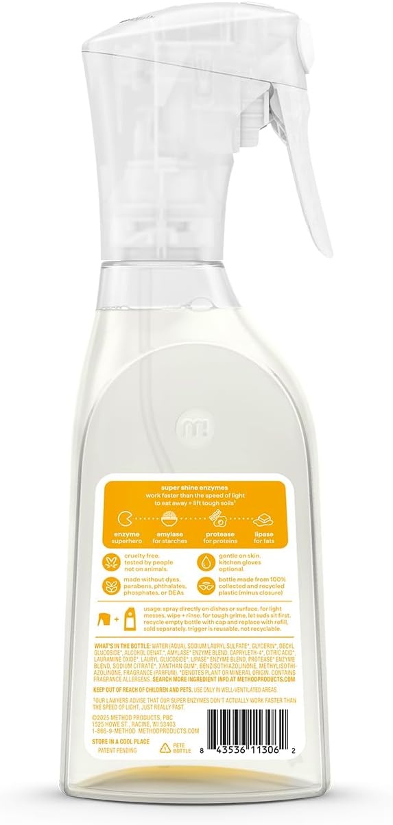 image:imageMethod Super Shine Foaming Dish Spray Starter Kit Reuse With Trigger Powered by Enzymes Dewy Daze ScentedCoastal Citron