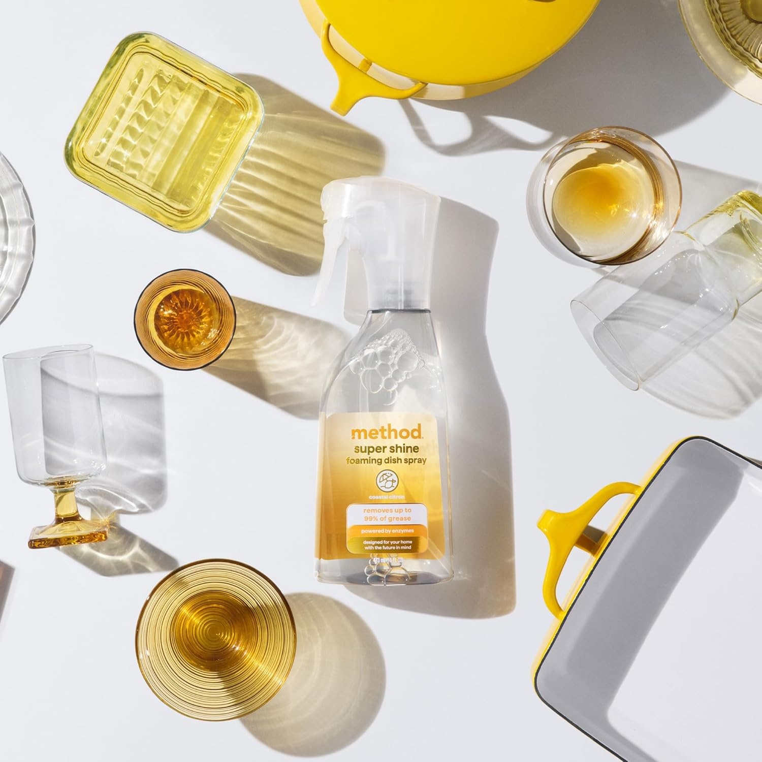 image:imageMethod Super Shine Foaming Dish Spray Starter Kit Reuse With Trigger Powered by Enzymes Dewy Daze ScentedCoastal Citron