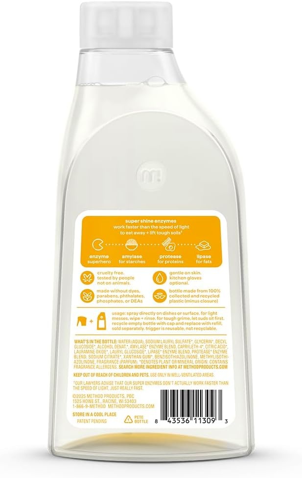 image:imageMethod Super Shine Foaming Dish Spray Starter Kit Reuse With Trigger Powered by Enzymes Dewy Daze ScentedCoastal Citron