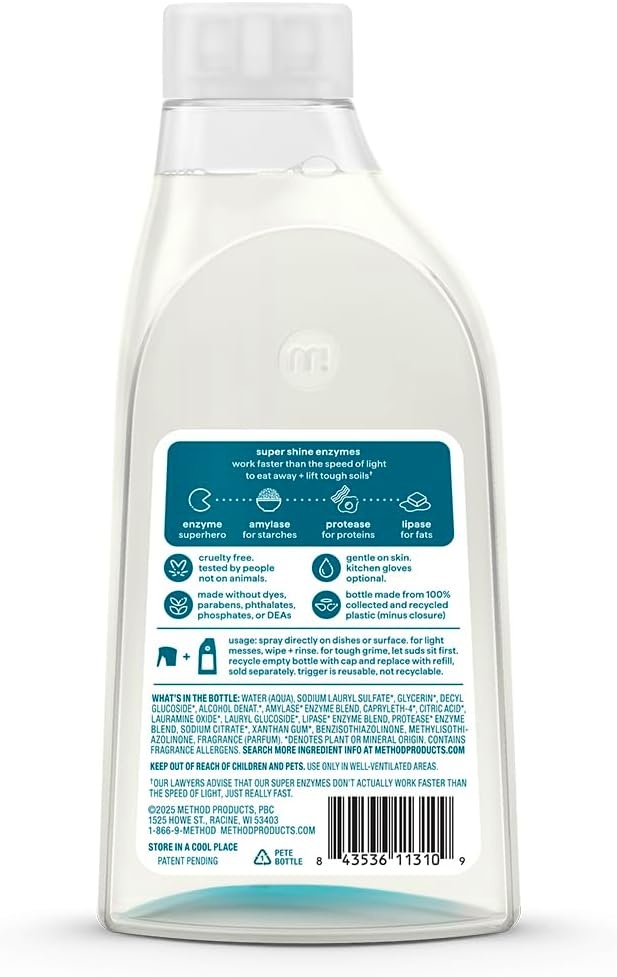 image:imageMethod Super Shine Foaming Dish Spray Starter Kit Reuse With Trigger Powered by Enzymes Dewy Daze ScentedDewy Daze