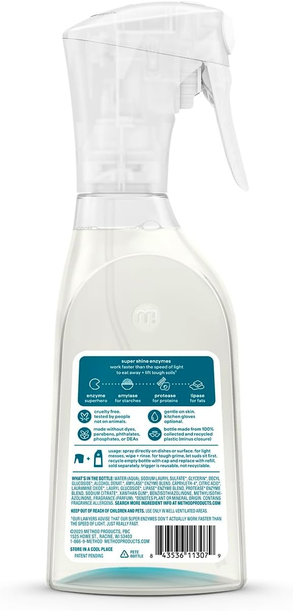 image:imageMethod Super Shine Foaming Dish Spray Starter Kit Reuse With Trigger Powered by Enzymes Dewy Daze ScentedDewy Daze
