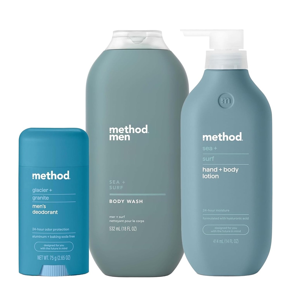 image:imageBundle of Method Sea Surf Body Wash 18 oz Pack of 1 Method Sea Surf Body Lotion 14 oz Pack of 1 Method Glacier Granite Deodorant 265 oz Pack of 1