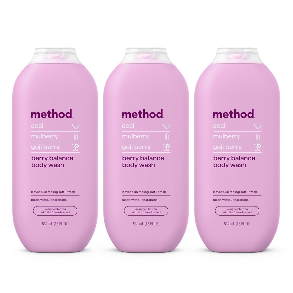 image:imagemethod Body Wash Berry Balance Leaves Skin Feeling Soft amp Moisturized Made Without Parabens Notes of Acai Mulberry amp Goji Berry 18 fl oz 3 pack