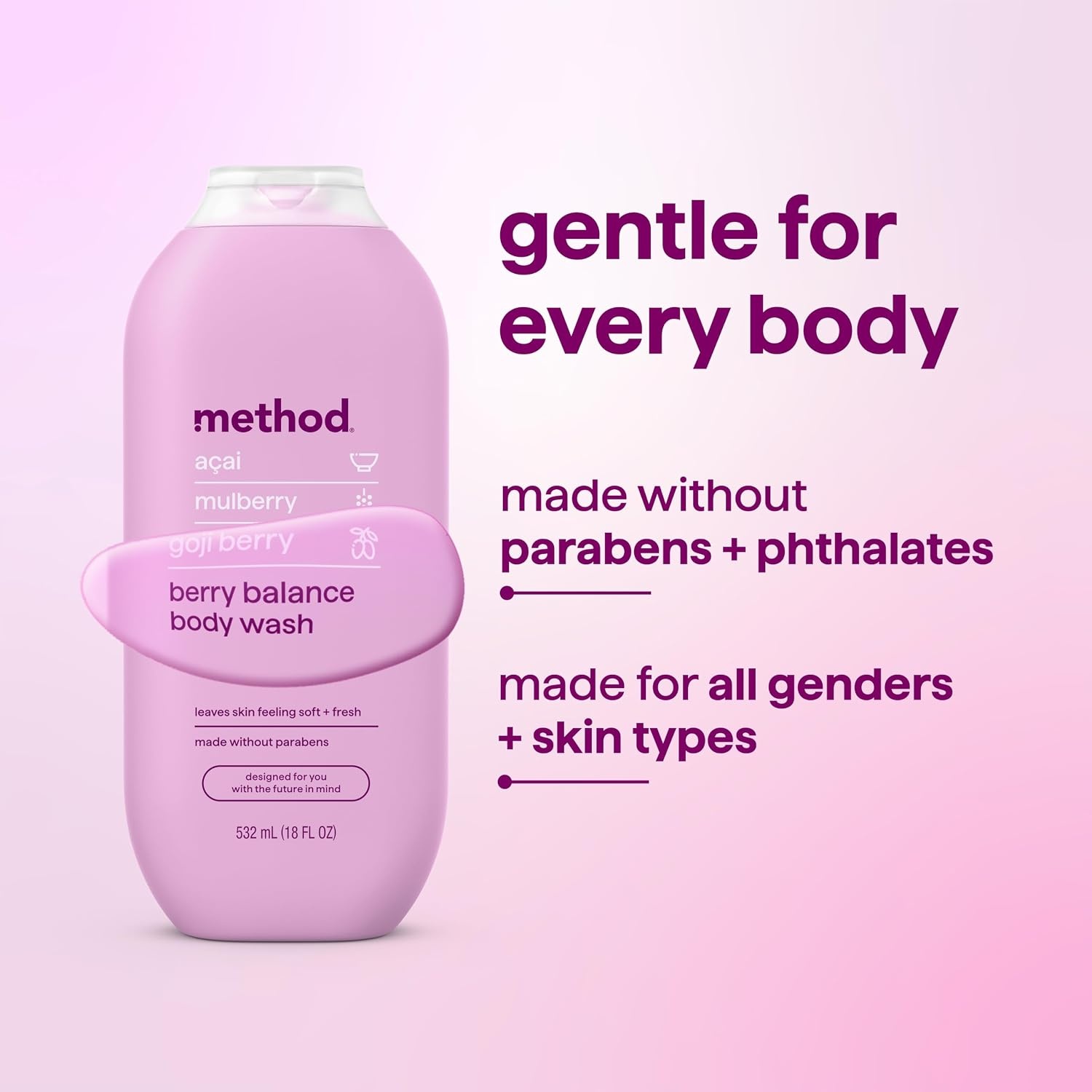 image:imagemethod Body Wash Berry Balance Leaves Skin Feeling Soft amp Moisturized Made Without Parabens Notes of Acai Mulberry amp Goji Berry 18 fl oz 3 pack