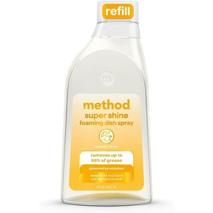 Method Super Shine Foaming Dish Spray Starter Kit, Reuse With Trigger, Powered by Enzymes, Dewy Daze Scented(Coastal Citron)