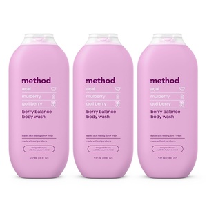 method Body Wash, Berry Balance – Leaves Skin Feeling Soft & Moisturized, Made Without Parabens, Notes of Acai, Mulberry & Goji Berry, 18 fl oz -3 pack